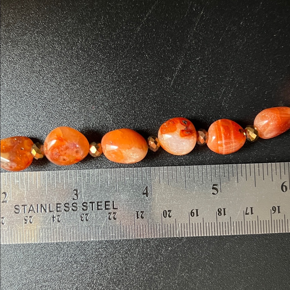 Vintage Chunky Carnelian Beaded 20” Necklace - Picture 7 of 8